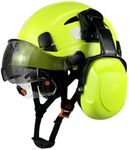 HaoYiShang Industrial Safety Helmet with Visor Ear defenders Muffs Black Hard Hat Vented OSHA Approved Hardhats hard hats construction Work Head Protection Certified Green Helmets Double goggles UK