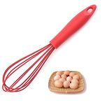 Silicone Whisk, Heat Resistant Kitchen Whisks for Non-Stick Cookware, for Blending, Whisking, Beating, Frothing & Stirring, Can be Suspended, Saving Space, Red