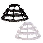 SSDH 3 Hoop Crinoline Cage Bustle Skirt Petticoat Wedding Bridal Bride Underskirt Accessories (Black)