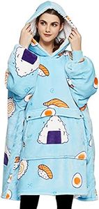 KFUBUO Wearable Blanket Hoodie for Adults Sherpa All Patterns Sushi Oversized Sweatshirt Blanket with Pockets Cute Birthday Gifts for Women
