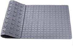 Bath Shower Mat Non-slip, Safety Shower Stall Tub Pad Grip for Bathroom Hotel Spa, 40x70cm PVC Anti Mould Bathtub Floor Mats with Drain Holes, Suction Cups for Kids, Adults, Elderly (Grey)