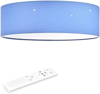 Navaris Lampadario Camera da Letto Luce LED - Lampada Soffitto Tonda - Telecomando Illuminazione Dimmer - Plafoniera Azzurro Decorazione Stelle