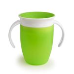 ZIKKU Transition Sippy Cups with Handles, 360 Degree Spill Proof Design, Leak Proof Miracle Cups for Toddlers (Green)