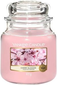 Yankee Candle Scented Candle, Cherry Blossom Medium Jar Candle, Long Burning Candles: up to 75 Hours, Scented Candles Gifts for Women