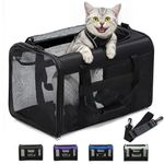 Conlun Cat Carrier Bag,Soft-Sided Pet Carriers for Dogs with 4-Sided Mesh,Airline Approved Cat Transport Carrier for Small&Medium Cats Kitten Puppy Up to 6Kg,Collapsible Cat Travel Carrier-M,Black
