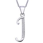 VIKI LYNN Letter J Initial Pendant 925 Sterling Silver with Cubic Zirconia Alphabet Personalised Gifts for Women