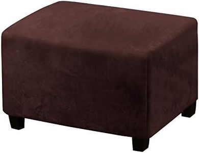 PrinceDeco Real Velvet Plush Ottoman Cover Soft Rectangle Folding Storage Covers Furniture Protector Removable Footstool Protect Footrest Covers Elastic Bottom(X-Large, Brown)