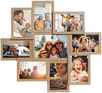 Victor Cadre Photo Collage Beige Bois avec 9 images (8 x 10x15cm ; 1 x 13x18cm) - Set Cadre Photo Collage - Cadre Photo Collage Bois