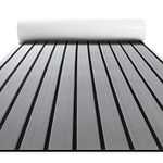 Fullfire Boat Flooring - EVA Foam Boat Decking - Faux Teak Marine Mat - Boat Carpet, Self-Adhesive Marine Flooring Sheet, for Motorboat RV Yacht Kayak 94" x 16" Grey with Black Lines