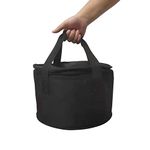 yongzhenlite Set of 2 Polyester Fabric Round Insulated Cooler Bag Casserole Carrier Pie Carrier for Hot or Cold Food Delivery,11x7 Inch (Black Color)