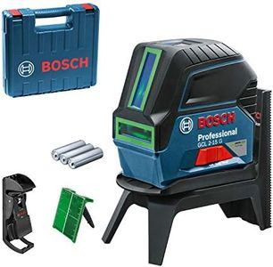 Bosch Professional cross line laser GCL 2-15 G (green laser,interior, with plumb points, working range: 15 m, 3 x 1.5 V batteries, rotating mount RM 1, laser target plate, carrying case)