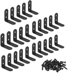 24 Packs Black L Bracket 40 x40mm Corner Braces,YMAISS Small Angel Bracket Joint Right Angle Shelf Support,90 Degree Corner Bracket with Screws