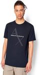 Armani Exchange A|X Men's Crew Neck Logo Tee, Quilted Logo Navy, Large