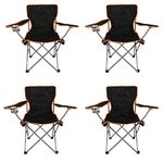 Nalu Folding Camping Chair Lightweight Foldable Portable Garden Festival or Beach Seat - Black/Orange (4-Pack)