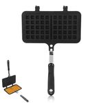 Stove Top Aluminium Waffle Maker - Bubble Waffle Maker, Dual Plates, Non-Stick Coating, 8.5x13.2in