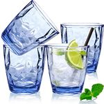 Plastic Tumblers 300ml Acrylic Drinking Glasses Plastic Cups, Unbreakable Water Cups Stackable Cocktail Glasses, 10 Oz Portable Water Tumblers, Plastic Picnic Glasses, for Juice Beer Tea Milk,4 Pack