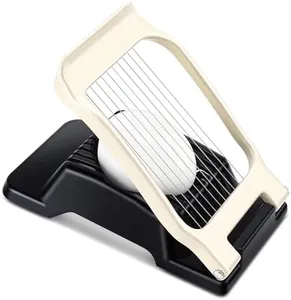Yuzxaun Egg Slicer - Stainless Steel Wire & Aluminium Heavy Duty Cutter, Dishwasher Safe for Eggs & Soft Fruits, Black & White