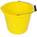 Srendi® Black/Yellow Plastic Builders Bucket 3 Gallon 14 Litre Water Mixing Storage Strong with Handle Made in U.K. (Yellow, 1)