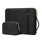 MOSISO Puffy Laptop Sleeve Case Compatible with MacBook Air/Pro, 13-13.3 inch Notebook, Compatible with MacBook Pro 14 inch M3 M2 M1, Rectangle Vertical Bag with Small Case & Side Handle, Black