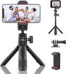 ULANZI M12 Extendable Selfie Stick for Action Camera, Portable Vlog Cell Phone Tripod Stand with Phone Mount and Adapter, Mini Hand Grip Compatible with Gopro Hero 10/9/8/7/6/5 and Smartphone