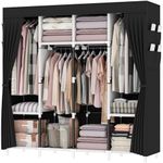 OPPAIYA Canvas Wardrobe, Zippered Open Wardrobe, Portable Wardrobe With 4 Hanging Rails, 4 Compartments and 8 Side Pocket Fabric Wardrobes, 165 x 165 x 45 cm, Great Foldable wardrobes for Bedroom