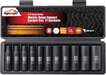 EPAuto 1/2-Inch Drive Metric Deep Impact Socket Set 11 Sockets