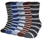 5 Pairs Mens Fluffy Slipper Socks, Thermal Comfy High Elasticity Sock - Thick Home Bed Socks for Winter (Color Mixing2)