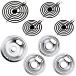 Upgraded W10196405 W10196406 Chrome Drip Pans MP22YA Electric Range Burner Element MP15YA(6") MP21YA(8") by Blutoget -Fit for Whirlpool Kenmore May-tag Electric Range Stove for 3 Small Burners 1 Large