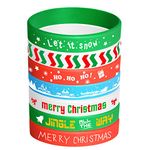 FEPITO 35 Pieces Christmas Wristband Silicone Wristbands Rubber Band Bracelets for Christmas Party Decoration Supplies 7 Merry Xmas Patterns