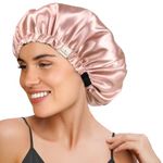 YANIBEST Satin Bonnet Silk Bonnet Sleep Cap for Women - Extra Large Reversible Adjustable Satin Cap Sleeping Curly Natural Hair Blush Pink