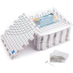 KnitIQ Blocking Mats for Knitting & Crochet Projects - Extra Thick Blocking Boards for Crochet Projects with Circular Gridlines - 100 T pins and Reusable Storage Bag for Knitting Supplies - Pack of 9