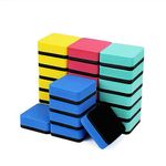 Magnetic Whiteboard Eraser, 24 pcs Dry Eraser with Thick Felt Pad, Dry Erase Whiteboard Cleaner for Students Home Office (5x5x2 cm 4Colours)