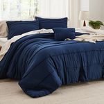 Bedsure Navy Blue California King Comforter Set - 4 Pieces Pinch Pleated Bed Set, Down Alternative Bedding Sets for All Season, Includes 1 Comforter, 2 Pillowcases, and 1 Decorative Pillow