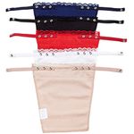 5pcs Lady Lace Clip-on Mock Camisole Bra Insert Overlay Modesty Panel Vest Tanks, Navy Black Red White Beige, One Size