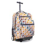 J World Sundance Laptop Rolling Backpack. Roller Bookbag with Wheels, Vivid Tweed, 20 inch, Sundance Rolling Backpack Girl Boy Roller Bookbag