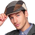 Men Ivy Hat Newsboy Cap - Classic Wool Blend Tweed Flat Cap Cabbie Hat Men