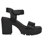 MIA Womens Black 1" Platform Cushioned Ivelisse Open Toe Block Heel Heeled UK Size 4.5