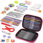 HASTHIP® 110 Pcs Crochet Hooks Set, Crochet Hooks Set with Case, Coloured Ergonomic Crochet Hooks and Crochet Needle Accessories, Crochet Needles Kit for Beginners and Crochet Hook Lovers