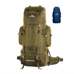 TRAWOC EXPEDITION 80L Travel Backpack Camping Hiking Rucksack Trekking Bag for Men & Women with Water Proof Rain Cover/Shoe Compartment BHK001 Olive Green