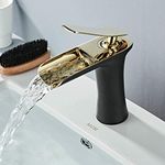 Bathroom Sink Taps Waterfall Basin Mixer 1 Handle Lever Black/Gold Chrome One Hole Mount Lavatory Leekayer,LK90097BG