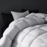 SWITTE 90% Hungarian Goose Down Duvet Queen Size, All Season Duvet Insert 850+ Fill Power, Soft 100% Organic Cotton Shell 1200TC Down Comforter, White(90"x90")