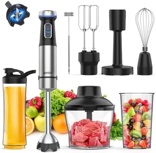 Ganiza Immersion Blender 8 in 1 Hand Blender 800W Heavy Duty Motor, 15 Speed and Turbo Mode Handheld Blender Stainless Steel Sitck Blender Includes 8 Total Pieces