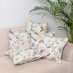 Jaipur Weaves Cushion Cover 16 Inch X 16 Inch - Pure Cotton 180 TC, Decorative Soft Floral Cushions For Sofa/Bed/Chair, Gift For Home Decor (4, Garden Cream)