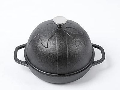 HAWOK Baking Pre-Seasoned Cast Iron Bread cloche Pan Bake sourdough bread dome cover, grill steaks Dia.7.9-inch 0.65-Quart Fit for gift…