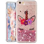 iPhone 6S Plus/iPhone 6 Plus Liquid Case,3D Glitter Quicksand Flowing Liquid Sparkle Cute for Girls Clear Transparent TPU Gel Silicone Shockproof Cover Case for iPhone 6S Plus,XYL Unicorn