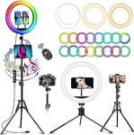 WisaKey 12.3" RGB Ring Light with Tripod and Phone Holders, LED Selfie Ring Light with Tablet Holder, Music Mode Circle Lights with Stand, Halo Ring Light for TikTok/Live Stream/Makeup/YouTube