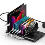 Alxum 96W 10 Port USB Charging Station for Multiple Devices, Multi Charge Station with QC 3.0 Fast Charge and 2 * 18W PD Charging Port for Laptops, Phones, Tablets, and More