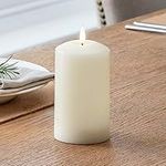 Lights4fun Medium TruGlow® Battery LED Flameless Pillar Candle with Timer 12cm Real Ivory Wax Indoor Use