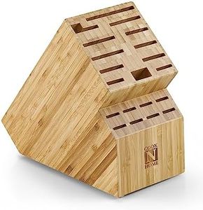 Cook N Home Bamboo Knife Storage Block Without Knives, 20 Slots Universal Knife Holder Countertop Butcher Block Knife Stand for Easy Kitchen Storage