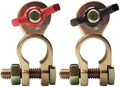 Brass Car Battery Clip Connector - Universal Battery Terminal Connector with Wing Nut, Regular Car Battery Cable Connector, 1 Pair (2PCS)